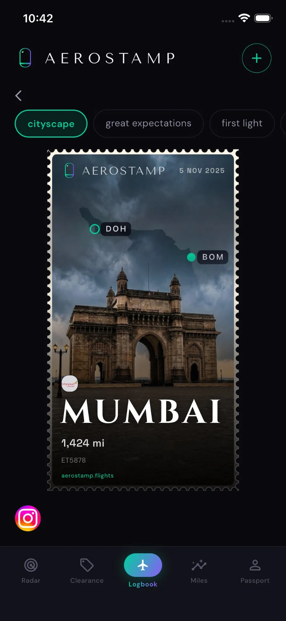 Mumbai cityscape stamp