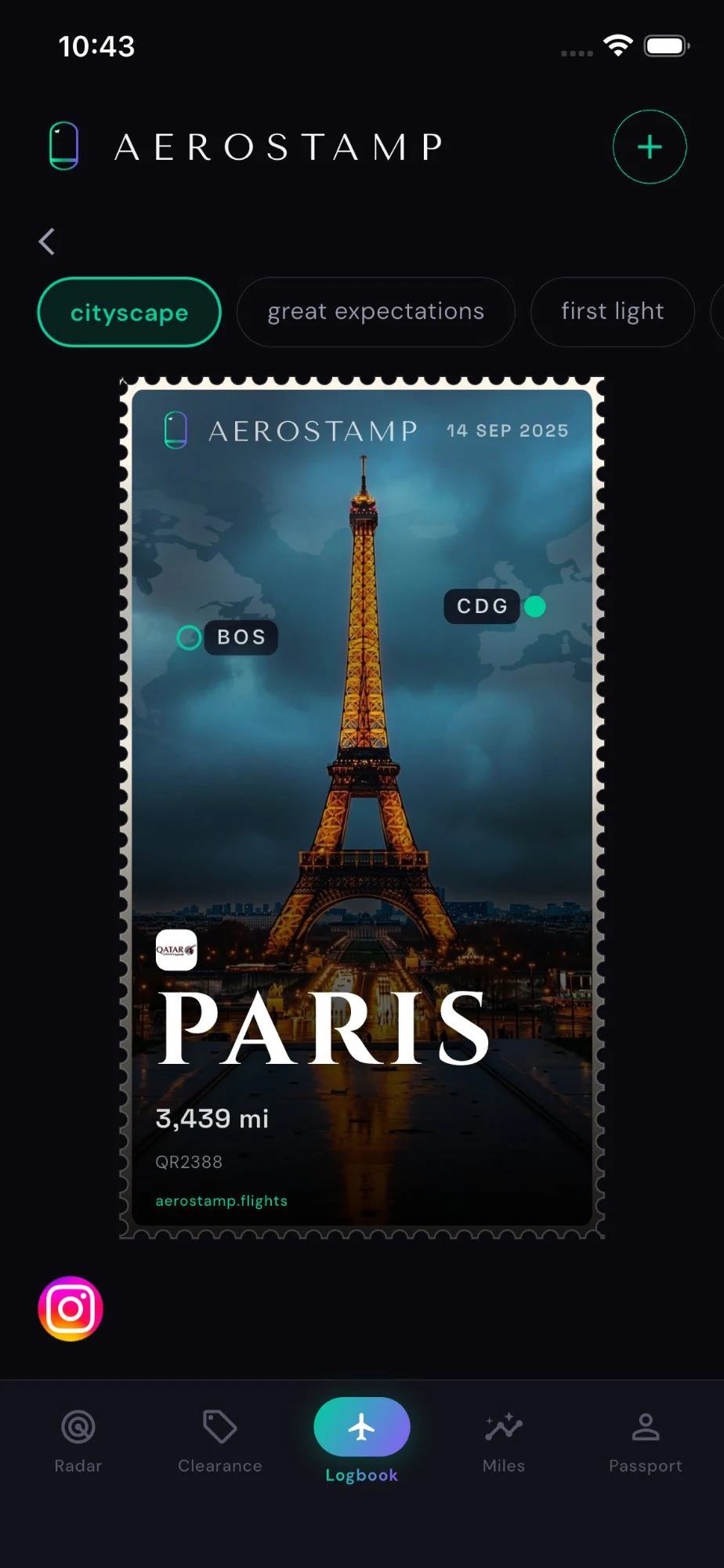 Paris cityscape stamp