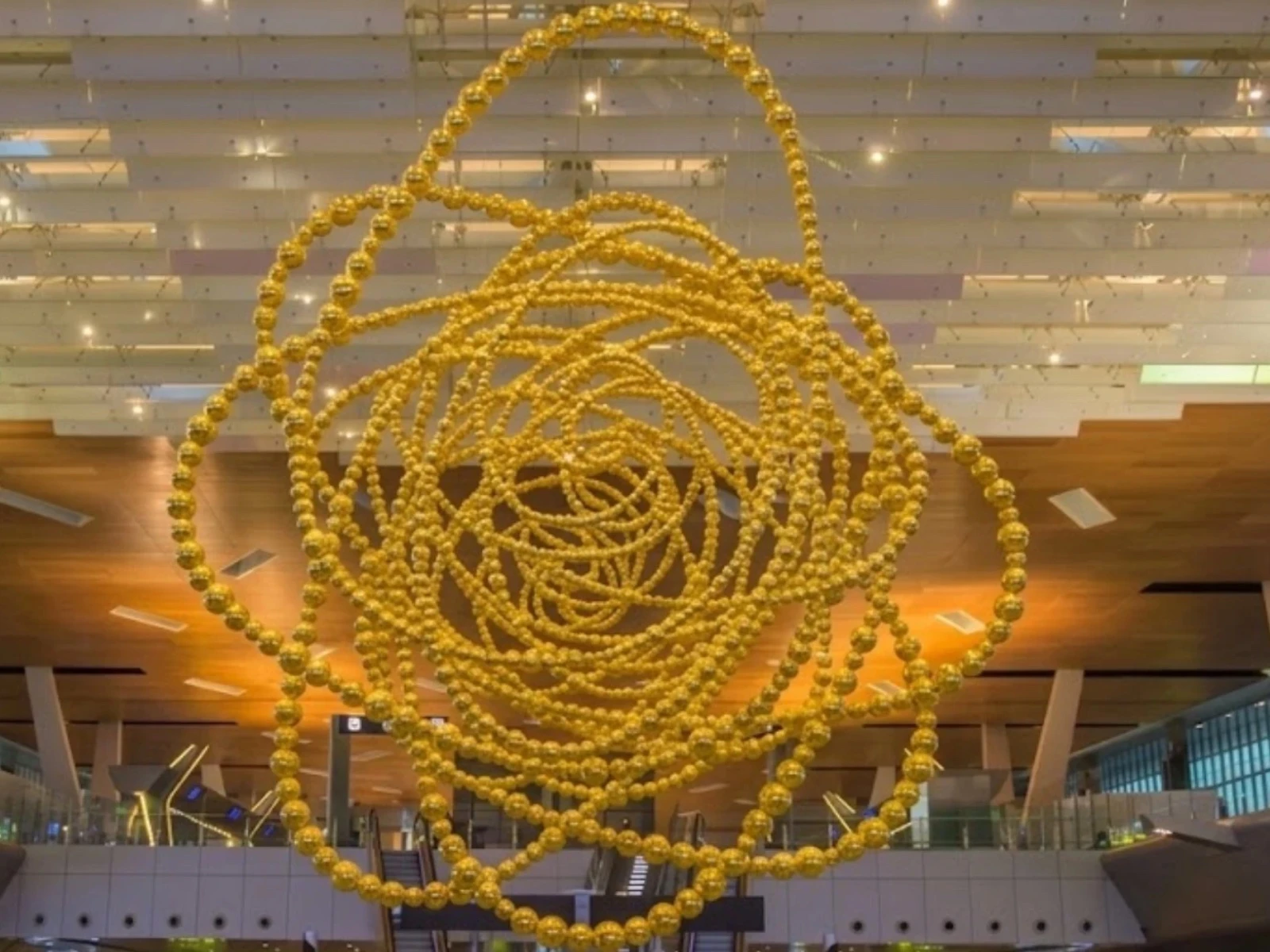 Contemporary art installation in Hamad Airport concourse