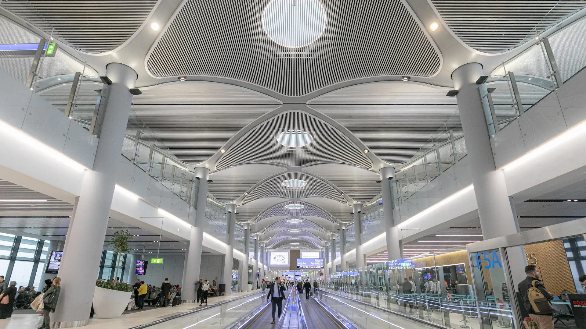 Istanbul Airport interlocking white dome ceiling with natural light