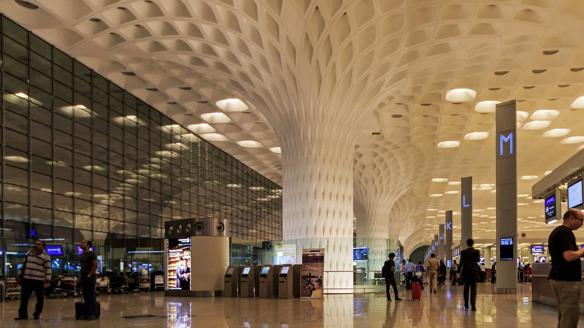 Jaya He Museum artefact against modern terminal glass