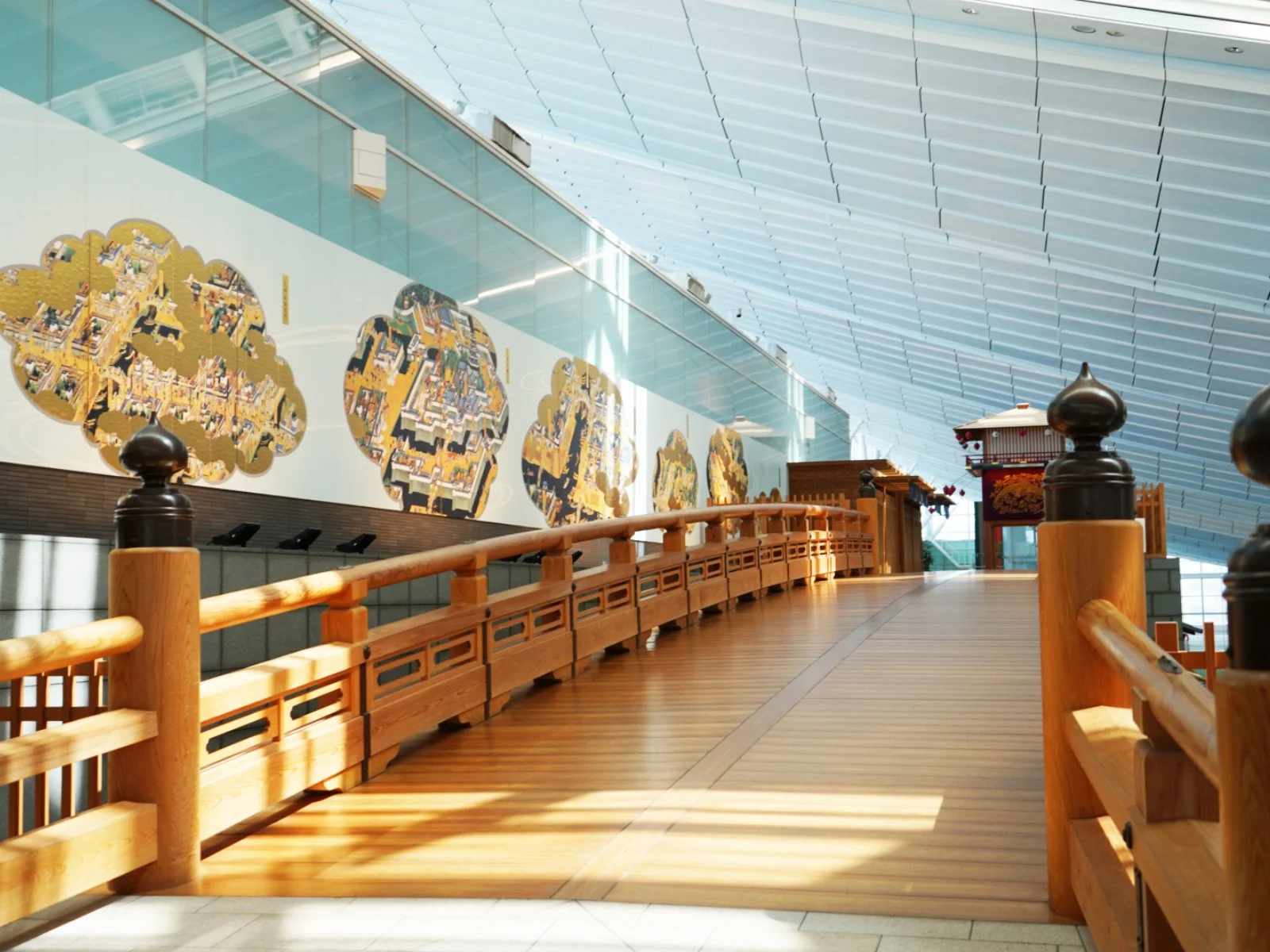 Nihonbashi Bridge replica spanning the Edo Ko-ji market at Tokyo Haneda Terminal 3